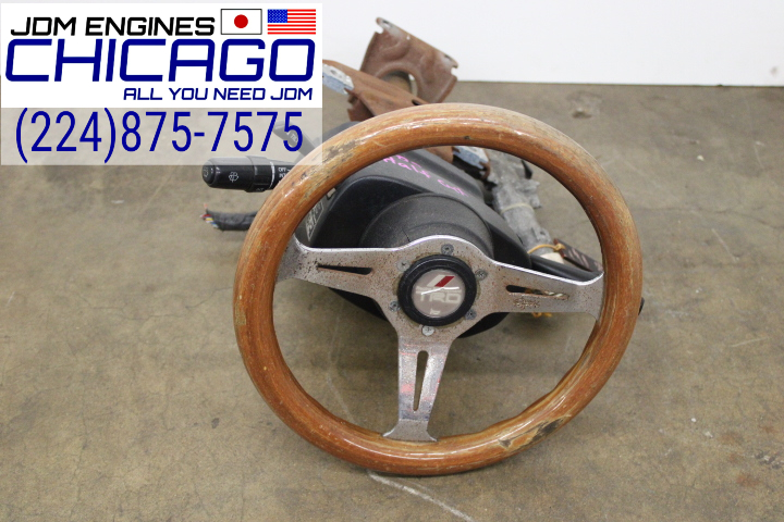 JDM 98 MR2 STEERING WHEEL & COLUMN BAR W/IGNITION CYLINDER 