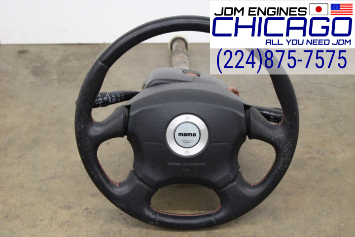 JDM SUBARU STERRING WHEEL & COLUMN BAR W/IGNITION CYLINDER