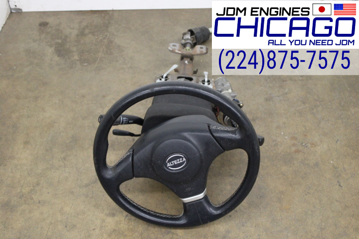 JDM 01-05Toyota Altezza STERRING WHEEL & COLUMN BAR W/IGNITION CYLINDER FOR LEXUS IS300 